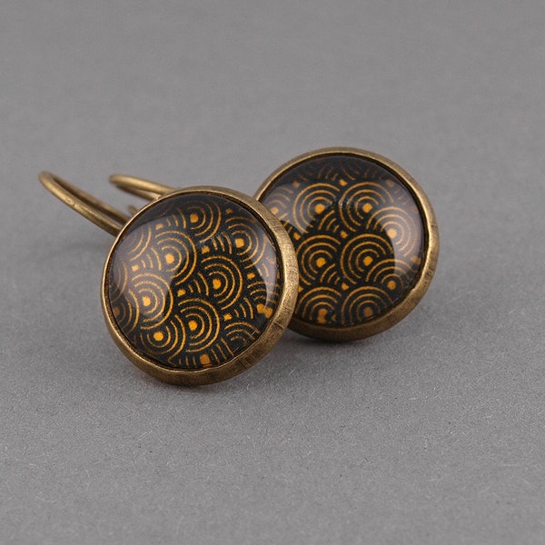 Ohrringe Bronze 12 mm Durchmesser grafisches Muster