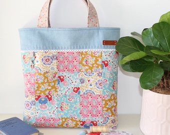 Molde de costura para bolsa Clara - download instantâneo em PDF para bolsa de compras de patchwork para iniciantes