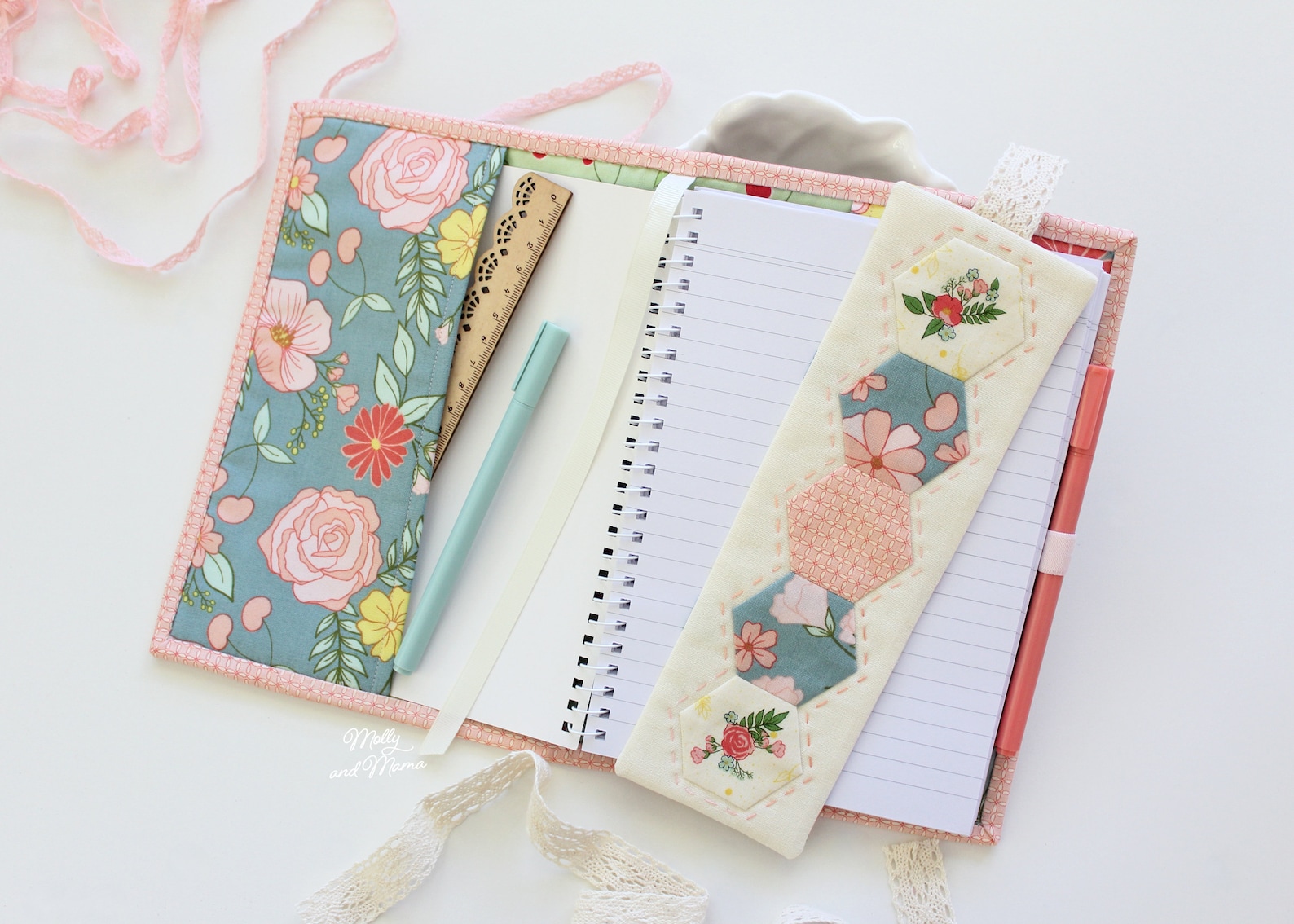 Hexagon Reflections Journal Cover Sewing Pattern PDF Instant Download for Embroidered, English