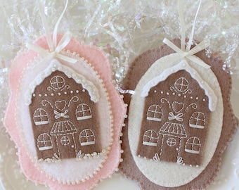 Gingerbread House Ornament Pattern - Hand Stitched Felt Christmas Tree Decoration (PDF Download)