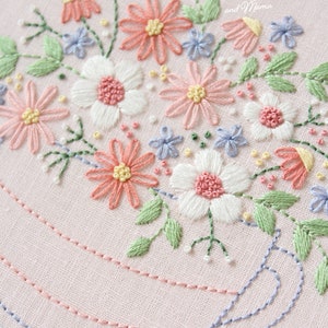 PDF PATTERN 'Tea Time Posy Stitchery' Floral Hand Embroidery Design and Template for Stitchery, With Hoop Art Display Instructions image 2