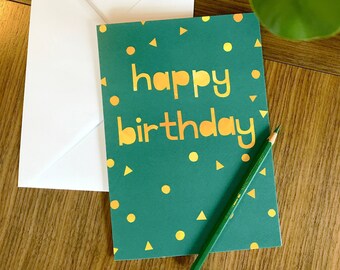 Green happy birthday card