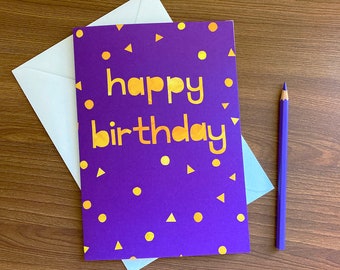 Purple happy birthday card