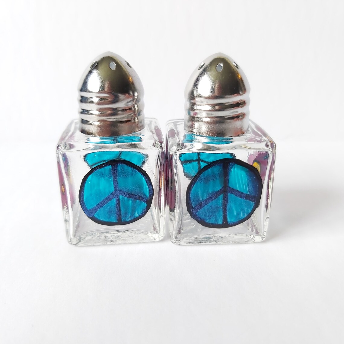 Mini Salt & Pepper Hippie Peace and Flowers Handpainted Mini Shakers Etsy