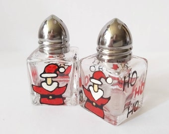 Santa Mini Abstract Red Suit Handpainted Mini Salt and Pepper Shakers