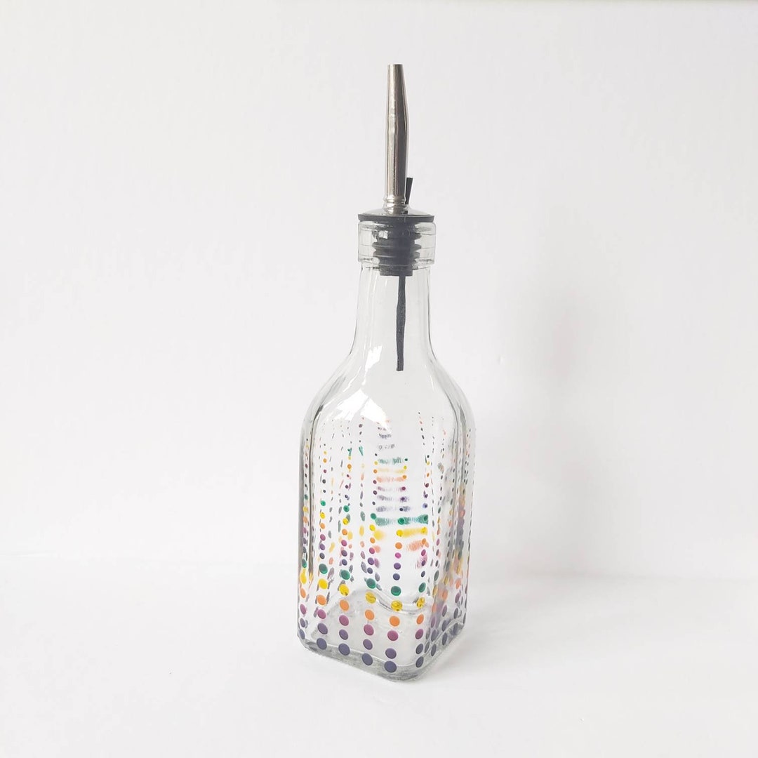 Olive Oil Rainbow Dots Dispenser Kitchen Soap Bubble Bath Handpainted