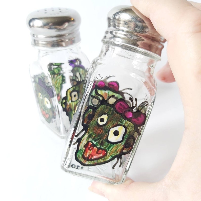 Zombie Living Dead Horror Salt and Pepper Handpainted Shakers Etsy
