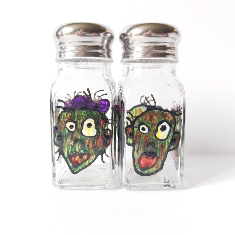 Zombie Living Dead Horror Salt and Pepper Handpainted Shakers Etsy