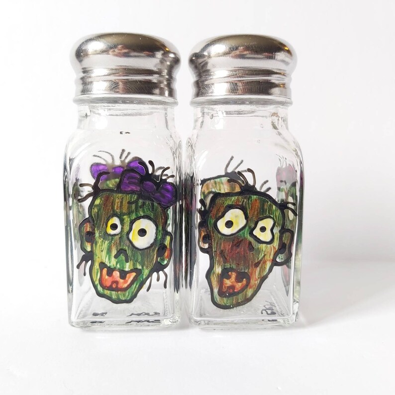 Zombie Living Dead Horror Salt and Pepper Handpainted Shakers Etsy