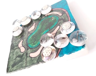 Golf Course Tic Tac Toe with Clubs & Balls  OOAK Handpainted