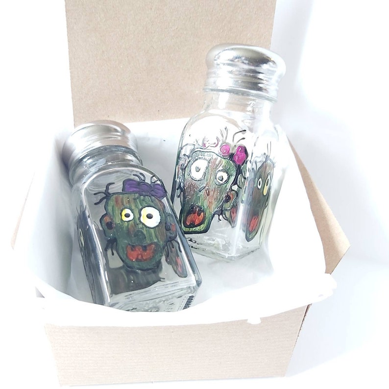 Zombie Living Dead Horror Salt and Pepper Handpainted Shakers Etsy
