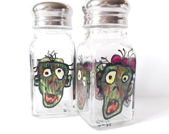 Zombie Living Dead Horror Salt and Pepper Handpainted Shakers