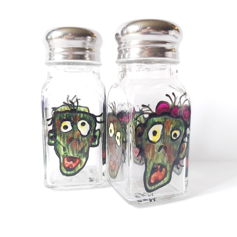 Zombie Living Dead Horror Salt and Pepper Handpainted Shakers Etsy