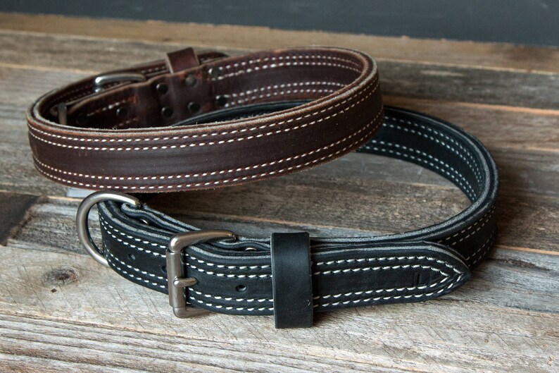 1 14 wide Latigo Leather Agitation Dog Collar