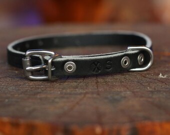 1/2" Wide Latigo Leather Puppy or Small Dog Collar