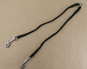 Lightweight Nylon Two Dog Lead - Stainless Steel or Brass Hardware