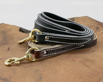 3/4" Handmade Latigo Leather Dog Leash with BRASS Hardware - Various Lengths!