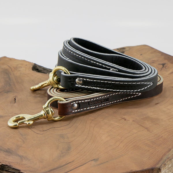 3/4" Handmade Latigo Leather Dog Leash with BRASS Hardware - Various Lengths!