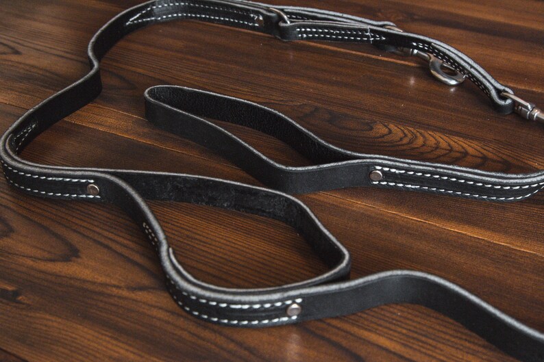 Two Handled Latigo Leather Prong Collar Leash Etsy Canada