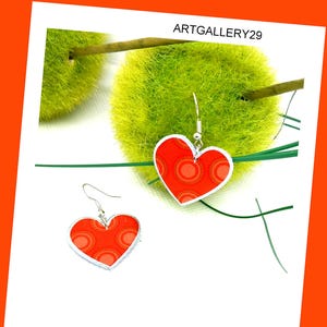 Orecchini ART DECO a forma di cuore arancione/regalo per donne/adolescenti/insegnanti, orecchini riciclati