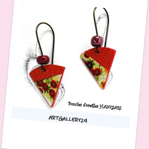 Orecchini a forma di fiore di carta giapponese ispirati ~ Orecchini di fiori marroni