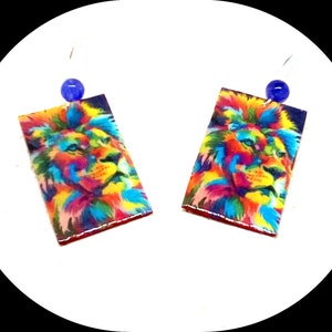 POP-ART... Orecchini, artistico/originale, modello "Ritratto di leonessa" - Creazione unica ETSY / artgallery29