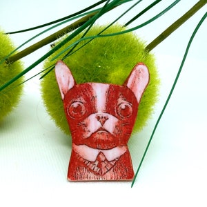 Bulldog: Rostige Bulldogge flache Brosche, Baby Hund, lustiger Hund, Spaß Hund