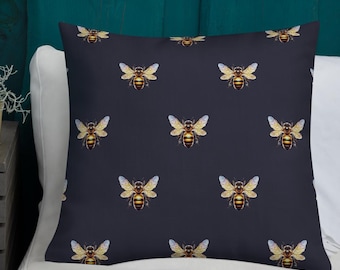 Honey Bee Accent Pillow Black