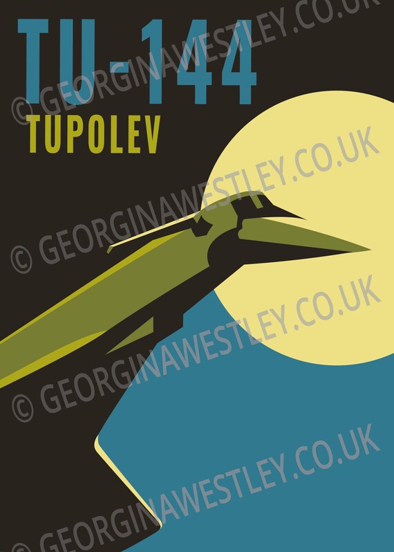 TU-144 Tupolev - Signed Art Print, Aviation Art, Plane