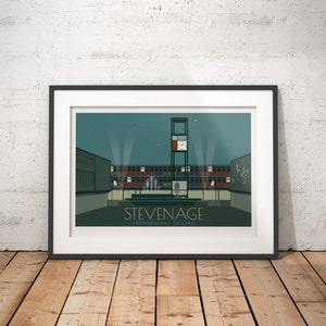 Stevenage, Hertfordshire, England, UK - signed travel poster print