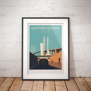 Dartford Crossing, Kent & Essex, England, UK - hand signed art print/travel poster by Georgina Westley.