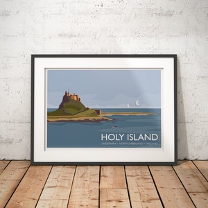 Holy Island, Lindisfarne, Northumberland, England, UK - signed travel poster print