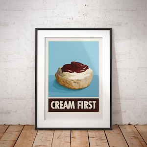 Cream First | Scones | Chá com creme | Chá da tarde | Cornwall - impressão de pôster assinada