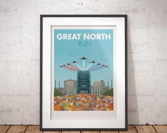 Great North Run, Red Arrows, England, UK - signed travel poster print