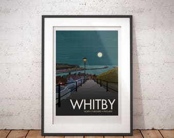 Whitby, North Yorkshire, England, UK - signed travel poster print