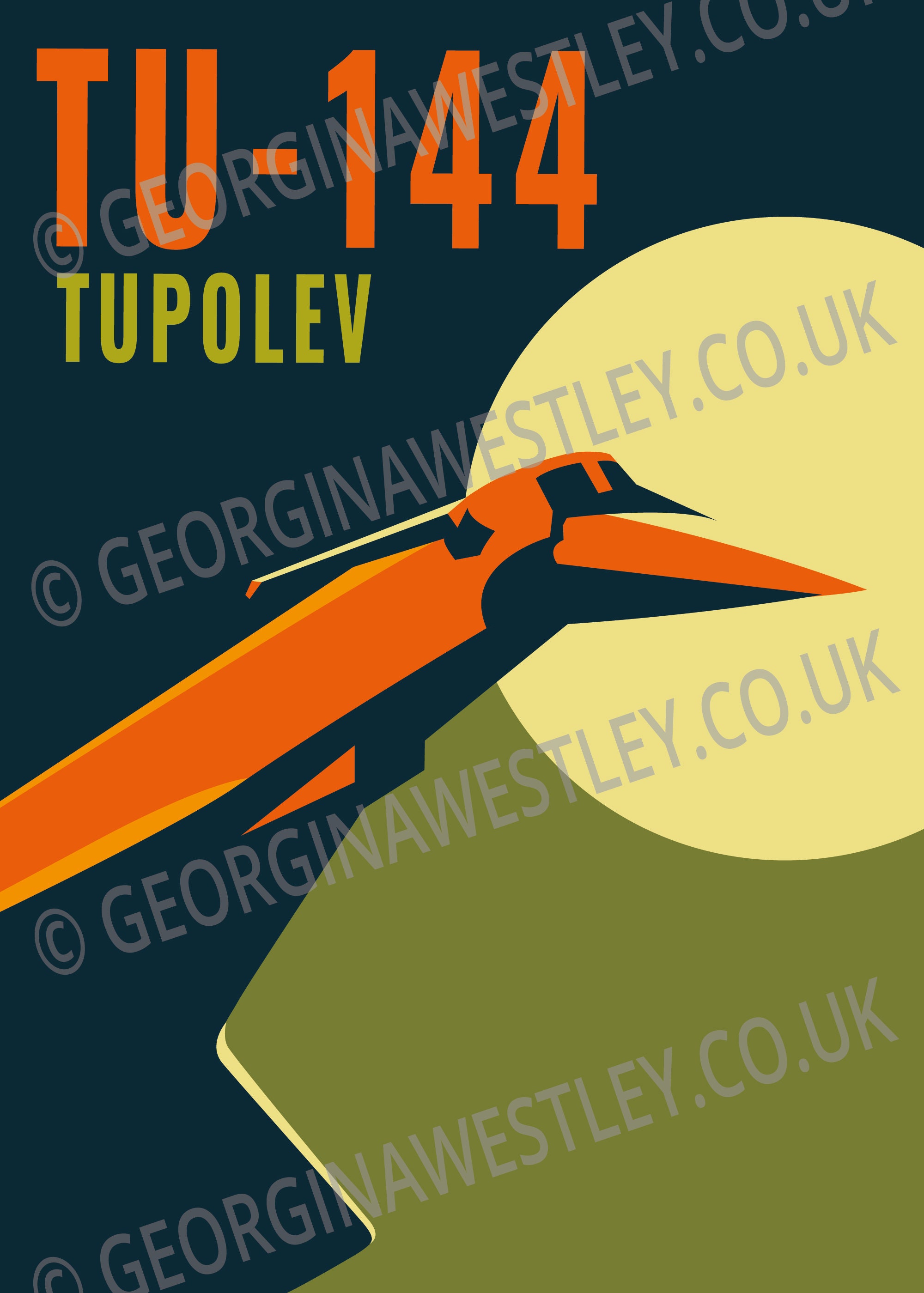 TU-144 Tupolev - Signed Art Print, Aviation Art, Plane