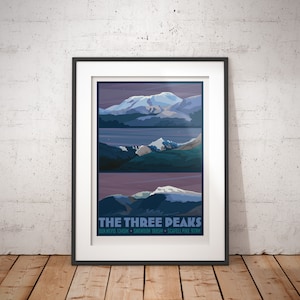 The Three Peaks, UK - signed travel poster print