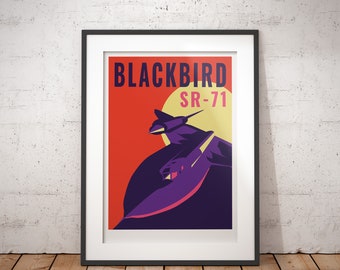 Blackbird SR-71  - signed art print, aviation art, plane, aeroplane, travel poster