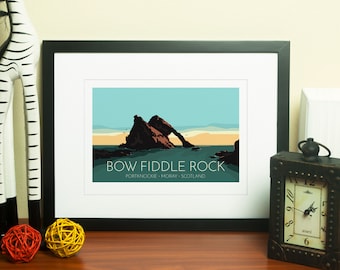 Bow Fiddle Rock, Portknockie, Moray, Scotland, UK - signed travel poster print