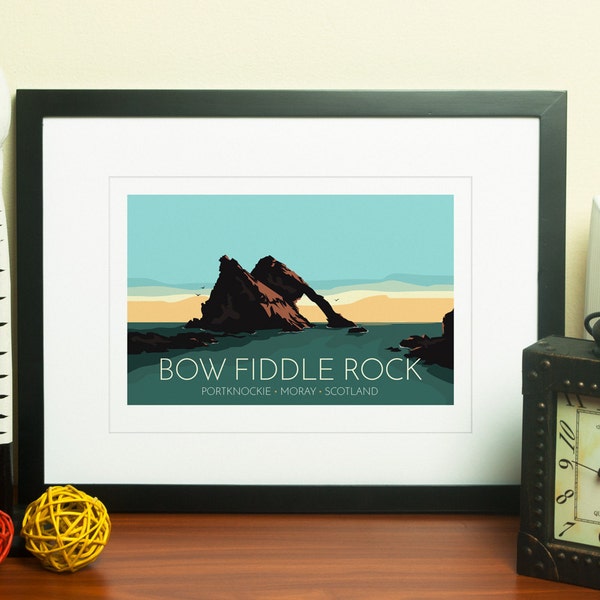 Bow Fiddle Rock, Portknockie, Moray, Scotland, UK - signed travel poster print