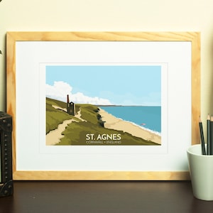 St. Agnes, Cornwall, England, UK - signiert Reise-Plakat-Druck
