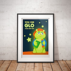 Glo Friends Glo Worm - Art Print - signed travel poster print