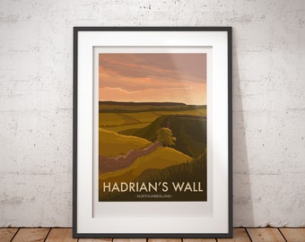 Hadrian's Wall, Northumberland, England - signed travel poster print