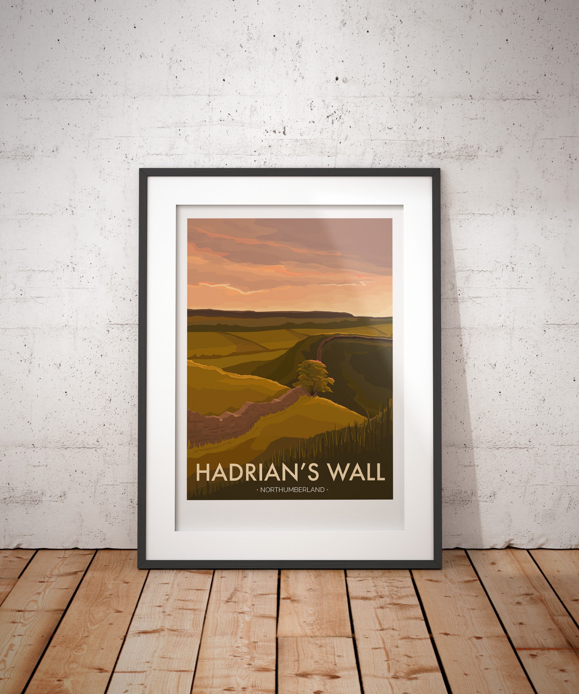 Hadrian's Wall, Northumberland, England - signed travel poster print