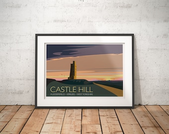 Castle Hill, Huddersfield, West Yorkshire, England, UK - signed travel poster print