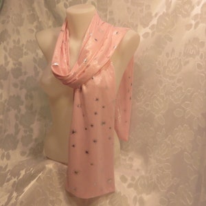 Pink Silver Starburst Scarf, Dance wear scarf, headscarf, scarf shirt, co-worker gift, Pink lover gift, Birthday gift scarf,