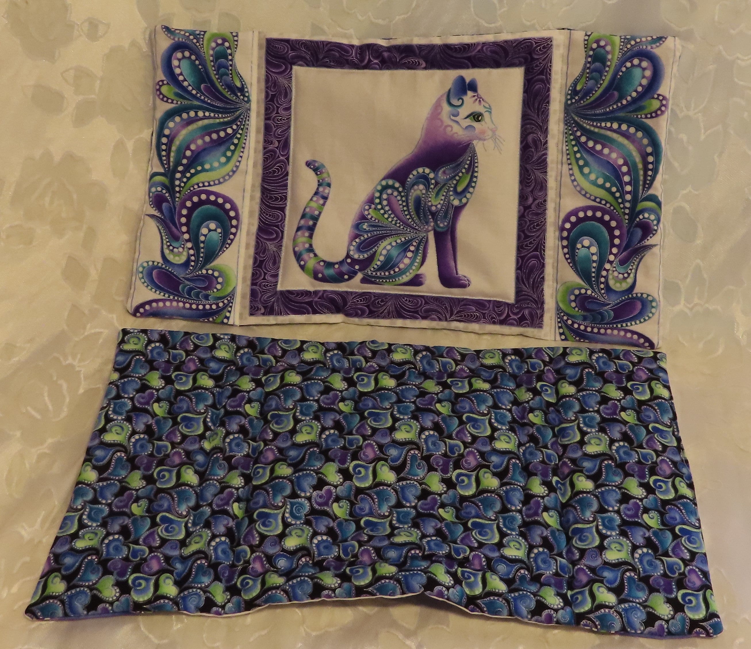 Quilted Cat 2 placemat set Cat lover gift Patchwork Batik Etsy