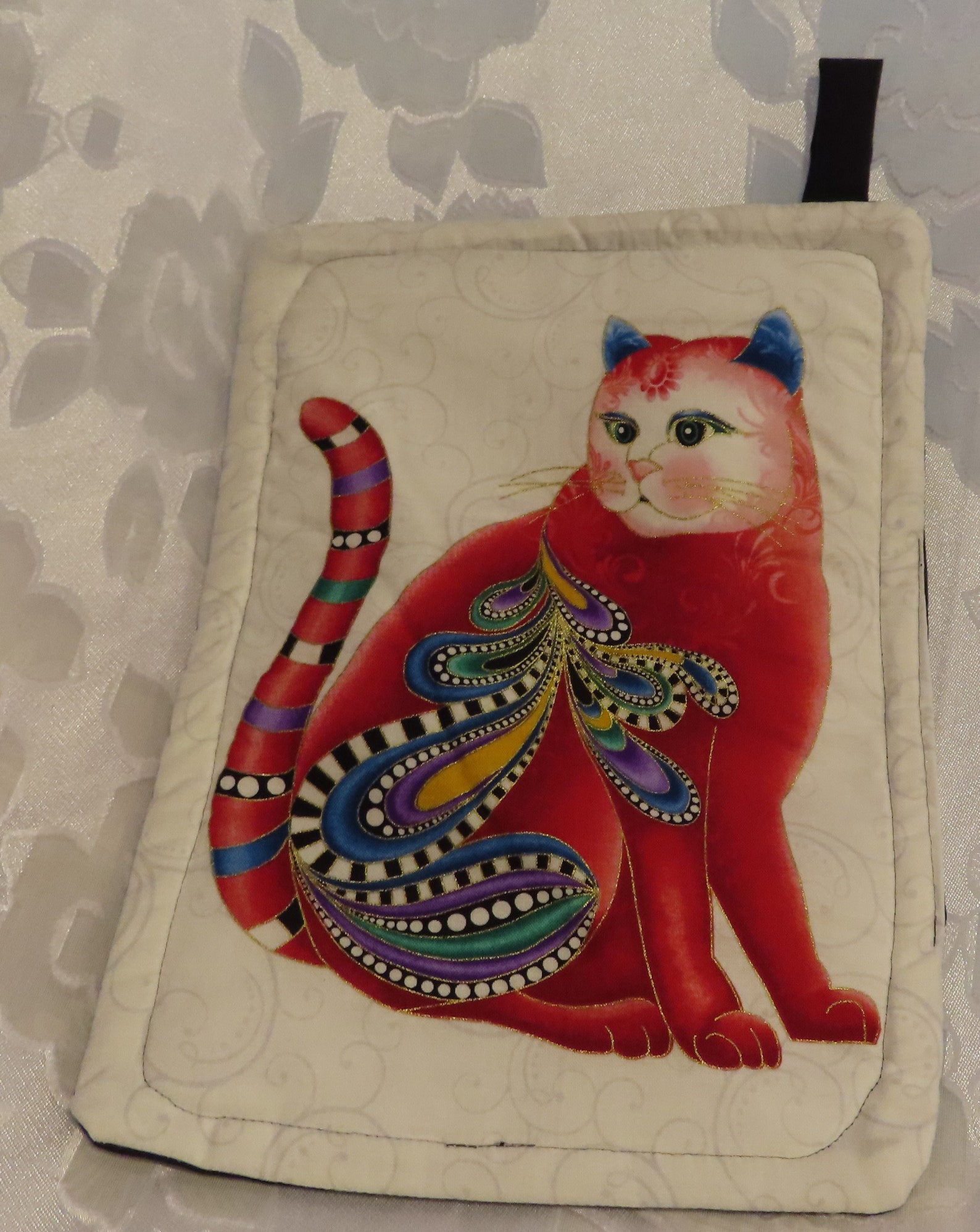 Red painted cats pot holder Cat design potholder Cat lover | Etsy