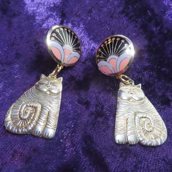 Laurel Burch Catted-Up Cheshire Cat & Kirin earrings