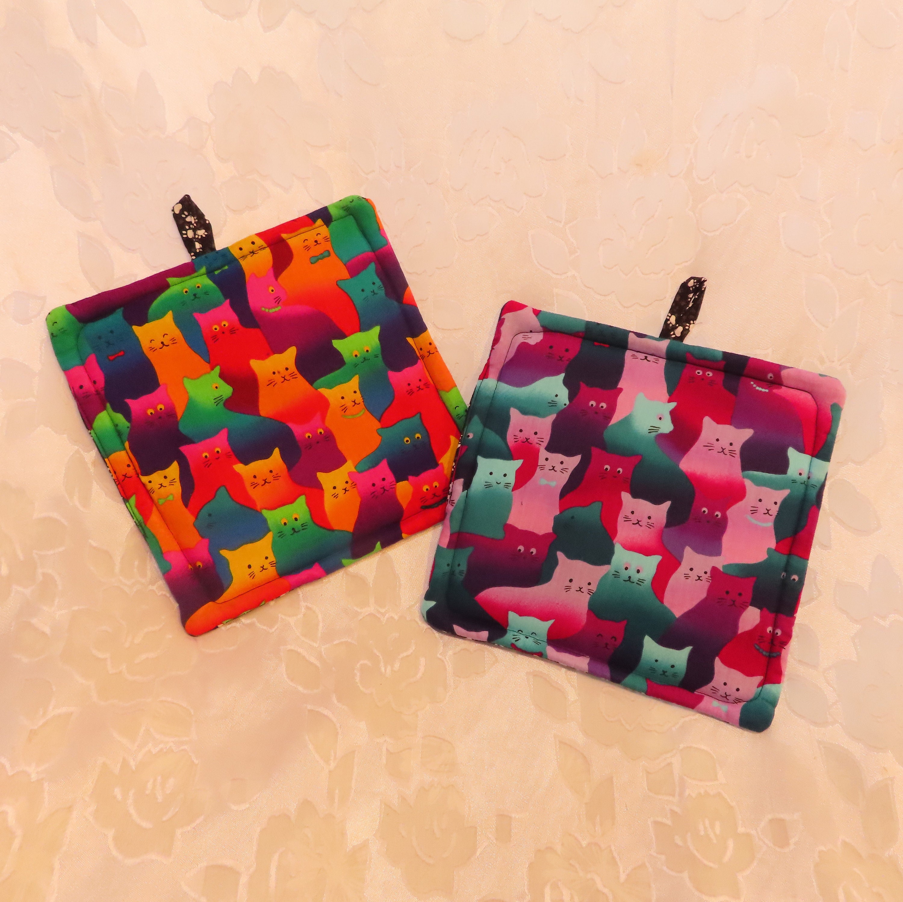 Rainbow cats pot holder Cat design pot holder Cat lover Etsy